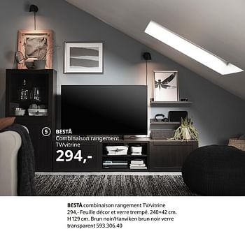 Promotions Bestå combinaison rangement tv-vitrine - Produit maison - Ikea - Valide de 20/08/2020 à 15/08/2021 chez Ikea