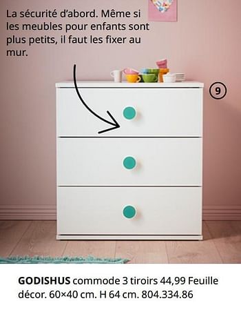 Produit Maison Ikea Godishus Commode 3 Tiroirs En Promotion Chez Ikea