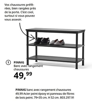 Promoties Pinnig banc avec rangement chaussures - Huismerk - Ikea - Geldig van 20/08/2020 tot 15/08/2021 bij Ikea