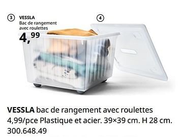Promotions Vessla bac de rangement avec roulettes - Produit maison - Ikea - Valide de 20/08/2020 à 15/08/2021 chez Ikea