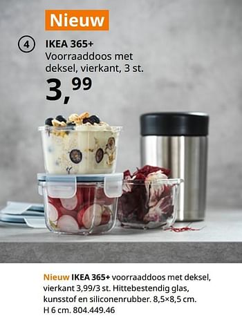 Promotions Ikea 365+ voorraaddoos met deksel, vierkant - Produit maison - Ikea - Valide de 20/08/2020 à 15/08/2021 chez Ikea