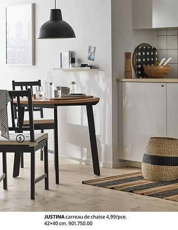 Promoties Justina carreau de chaise - Huismerk - Ikea - Geldig van 20/08/2020 tot 15/08/2021 bij Ikea