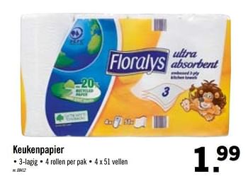 Promoties Keukenpapier - Floralys - Geldig van 14/09/2020 tot 19/09/2020 bij Lidl