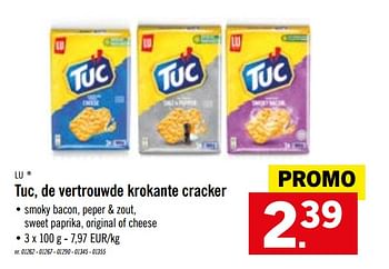 Promoties Tuc, de vertrouwde krokante cracker - Lu - Geldig van 14/09/2020 tot 19/09/2020 bij Lidl