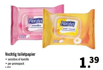 Promoties Vochtig toiletpapier - Floralys - Geldig van 14/09/2020 tot 19/09/2020 bij Lidl