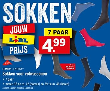 Promoties Sokken voor volwassenen - Esmara - Geldig van 14/09/2020 tot 19/09/2020 bij Lidl