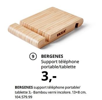 Promotions Bergenes support téléphone portable- tablette - Produit maison - Ikea - Valide de 20/08/2020 à 15/08/2021 chez Ikea