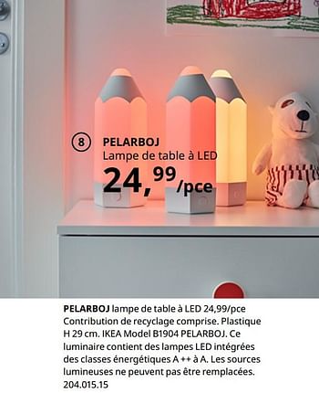 Promoties Pelarboj lampe de table à led - Huismerk - Ikea - Geldig van 20/08/2020 tot 15/08/2021 bij Ikea