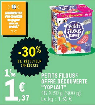 Promotion E Leclerc Petits Filous Yoplait Alimentation Valide Jusqua 4 Promobutler