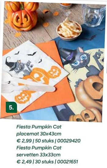 Promoties Fiesta pumpkin cat placemat - Huismerk - Ava - Geldig van 08/09/2020 tot 15/11/2020 bij Ava