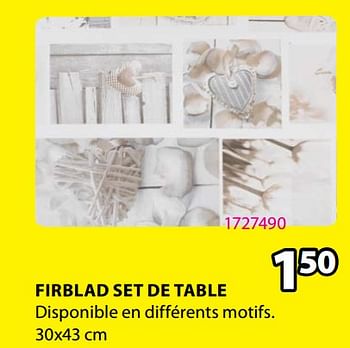 Promotions Firblad set de table - Produit Maison - Jysk - Valide de 31/08/2020 à 13/09/2020 chez Jysk