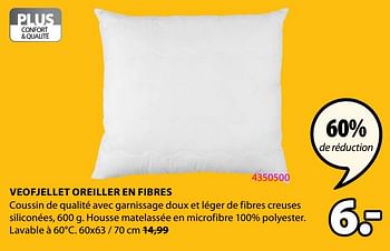 Promotions Veofjellet oreiller en fibres - Produit Maison - Jysk - Valide de 31/08/2020 à 13/09/2020 chez Jysk