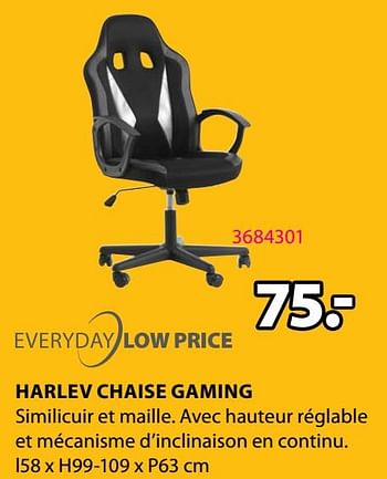 Promotions Harlev chaise gaming - Produit Maison - Jysk - Valide de 31/08/2020 à 13/09/2020 chez Jysk
