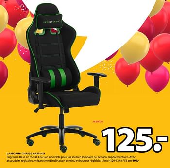 Promoties Lamdrup chaise gaming - Huismerk - Jysk - Geldig van 31/08/2020 tot 13/09/2020 bij Jysk
