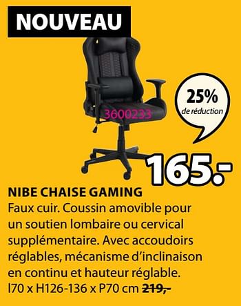 Promotions Nibe chaise gaming - Produit Maison - Jysk - Valide de 31/08/2020 à 13/09/2020 chez Jysk
