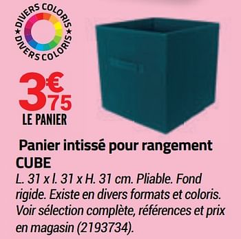 Promotions Panier intissé pour rangement cube - Produit Maison - Bricorama - Valide de 26/08/2020 à 13/09/2020 chez Bricorama