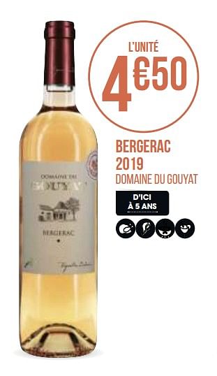 Promoties Bergerac 2019 - Rosé wijnen - Geldig van 31/08/2020 tot 13/09/2020 bij Géant Casino