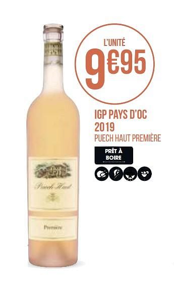 Promoties Igp pays d`oc 2019 - Rosé wijnen - Geldig van 31/08/2020 tot 13/09/2020 bij Géant Casino
