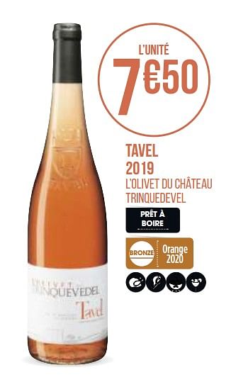 Promotions Tavel 2019 - Vins rosé - Valide de 31/08/2020 à 13/09/2020 chez Géant Casino