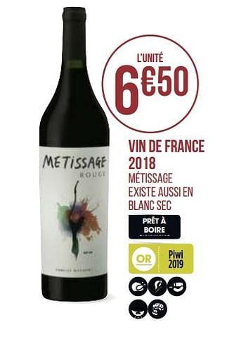 Promotions Vin de france 2018 - Vins rouges - Valide de 31/08/2020 à 13/09/2020 chez Géant Casino