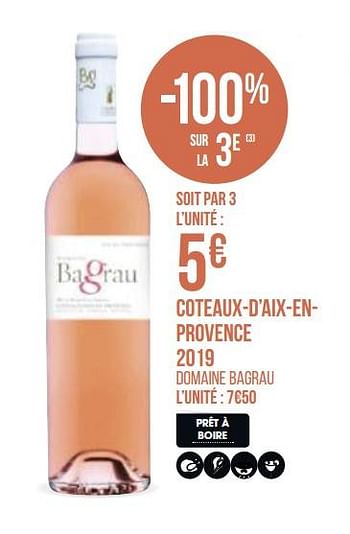 Promotions Coteaux-d`aix-en-provence 2019 - Vins rosé - Valide de 31/08/2020 à 13/09/2020 chez Géant Casino