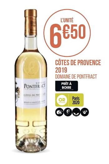 Promotions Côtes de provence 2019 - Vins rosé - Valide de 31/08/2020 à 13/09/2020 chez Géant Casino