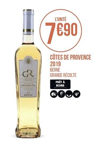 Promotions Côtes de provence 2019 - Vins rosé - Valide de 31/08/2020 à 13/09/2020 chez Géant Casino
