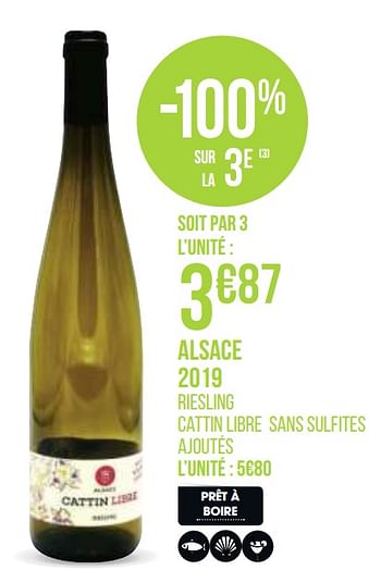 Promotions Alsace 2019 - Vins blancs - Valide de 31/08/2020 à 13/09/2020 chez Géant Casino