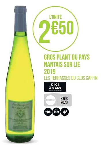 Promotions Gros plant du pays nantais sur lie 2019 - Vins blancs - Valide de 31/08/2020 à 13/09/2020 chez Géant Casino