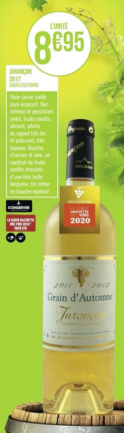 Promoties Jurançon 2017 - Witte wijnen - Geldig van 31/08/2020 tot 13/09/2020 bij Géant Casino