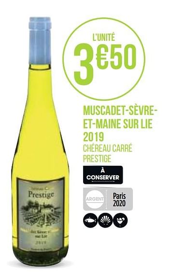Promotions Muscadet-sèvreet-maine sur lie 2019 - Vins blancs - Valide de 31/08/2020 à 13/09/2020 chez Géant Casino