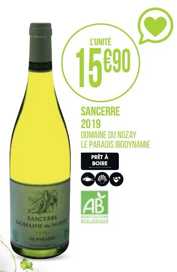 Promoties Sancerre 2019 - Witte wijnen - Geldig van 31/08/2020 tot 13/09/2020 bij Géant Casino