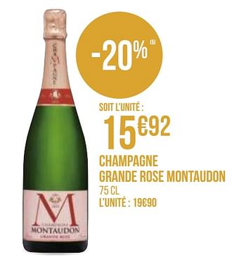 Promoties Champagne grande rose montaudon - Champagne - Geldig van 31/08/2020 tot 13/09/2020 bij Géant Casino
