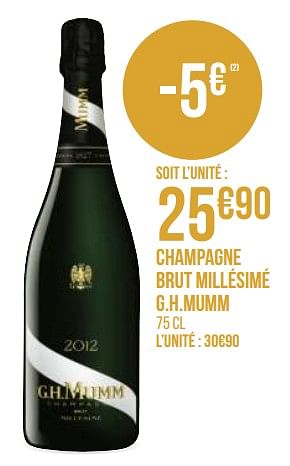 Promotions Champagne brut millésimé g.h.mumm - Mumm - Valide de 31/08/2020 à 13/09/2020 chez Géant Casino