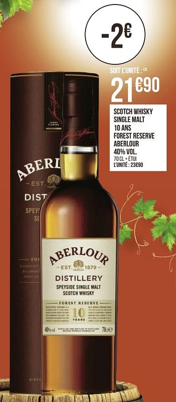 Promotions Scotch whisky single malt 10 ans forest reserve aberlour - Aberlour - Valide de 31/08/2020 à 13/09/2020 chez Géant Casino