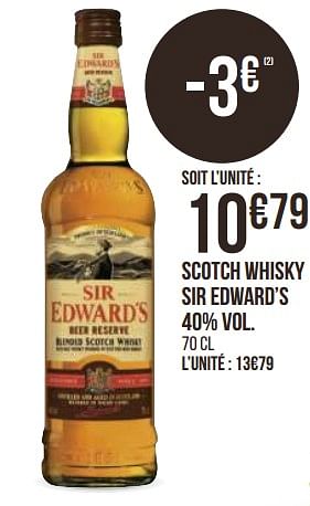 Promotions Scotch whisky sir edward`s - Sir Edward's - Valide de 31/08/2020 à 13/09/2020 chez Géant Casino