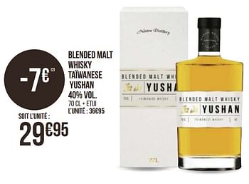 Promotions Blended malt whisky taïwanese yushan - Yushan - Valide de 31/08/2020 à 13/09/2020 chez Géant Casino