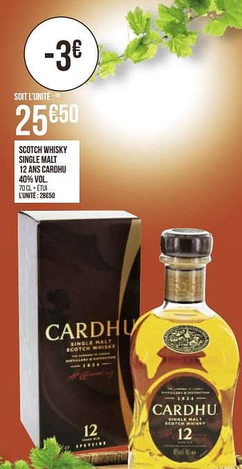 Promotions Scotch whisky single malt 12 ans cardhu - Cardhu - Valide de 31/08/2020 à 13/09/2020 chez Géant Casino