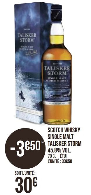 Promotions Scotch whisky single malt talisker storm - Talisker - Valide de 31/08/2020 à 13/09/2020 chez Géant Casino