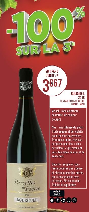 Promotions Bourgueil 2018 - Vins rouges - Valide de 31/08/2020 à 13/09/2020 chez Géant Casino