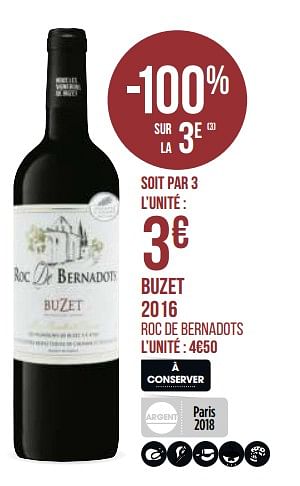 Promotions Buzet 2016 - Vins rouges - Valide de 31/08/2020 à 13/09/2020 chez Géant Casino