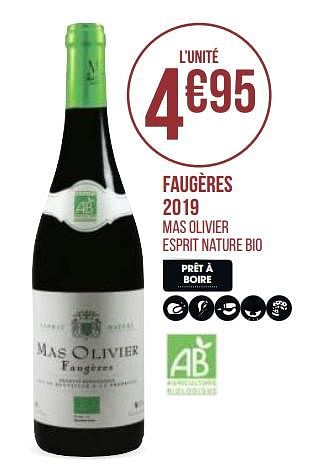 Promoties Faugères 2019 - Rode wijnen - Geldig van 31/08/2020 tot 13/09/2020 bij Géant Casino