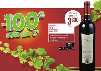 Promotions Faugères 2019 - Vins rouges - Valide de 31/08/2020 à 13/09/2020 chez Géant Casino