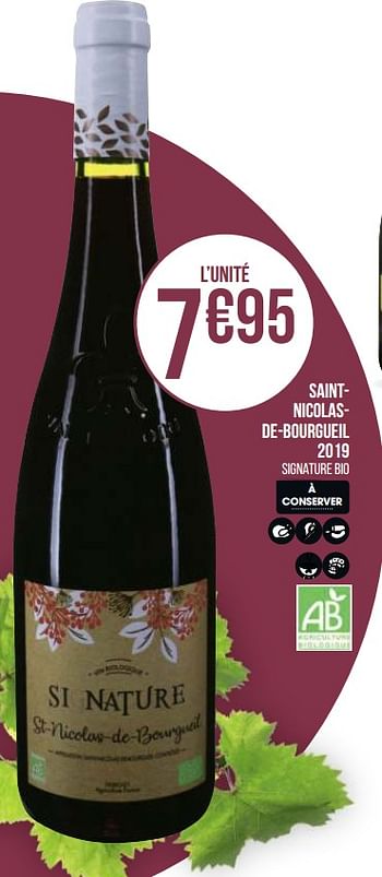 Promotions Saintnicolasde-bourgueil 2019 - Vins rouges - Valide de 31/08/2020 à 13/09/2020 chez Géant Casino