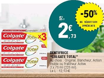 Promoties Dentifrice colgate total - Colgate - Geldig van 08/09/2020 tot 19/09/2020 bij E.Leclerc