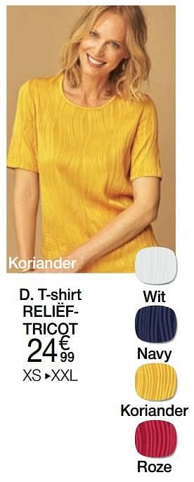 Promoties T-shirt reliëftricot - Huismerk - Damart - Geldig van 02/09/2020 tot 16/12/2020 bij Damart