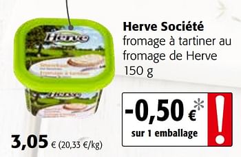 Promotions Herve société fromage à tartiner au fromage de herve - Herve - Valide de 09/09/2020 à 22/09/2020 chez Colruyt