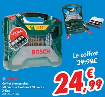 Promotions Bosch coffret d`accessoires 50 pièces + fixations 173 pièces x-line - Bosch - Valide de 09/09/2020 à 21/09/2020 chez Carrefour