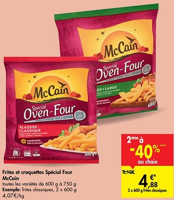 Promoties Frites et croquettes spécial four mccain frites classiques - Mc Cain - Geldig van 09/09/2020 tot 21/09/2020 bij Carrefour