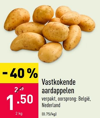 Promotions Vastkokende aardappelen - Produit maison - Aldi - Valide de 14/09/2020 à 25/09/2020 chez Aldi